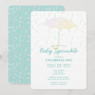 Umbrella Mint Baby Sprinkle Shower Invitation