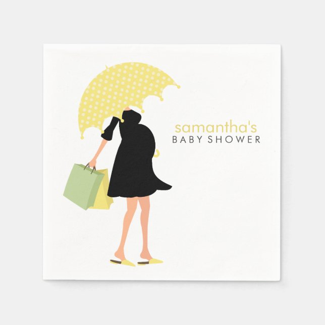 Umbrella Mommy Baby Shower {yellow} Napkin (Front)