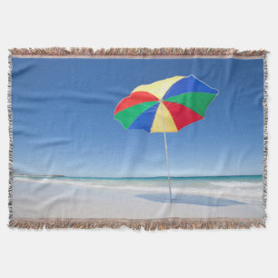 Umbrella On Beach Australia Throw Blanket