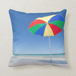 Umbrella On Beach Australia Throw Pillow