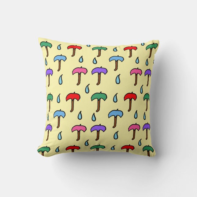 Umbrella Pattern Throw Pillow (Front)