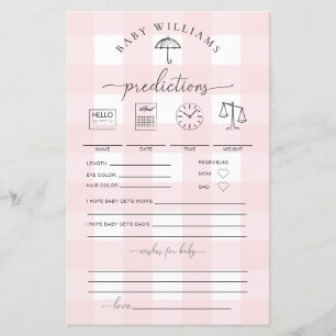 Umbrella Pink Gingham Baby Predictions Game