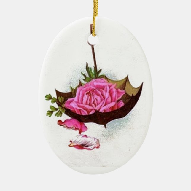 Umbrella Pink Rose Ornament (Front)