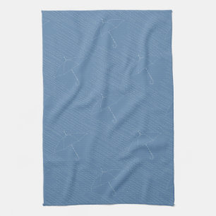 Umbrella Rain Faux Embroidery Stitches Pale Blue Kitchen Towel