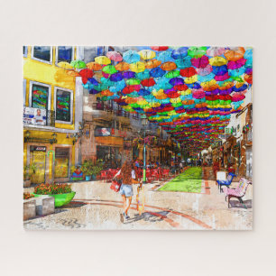 Umbrella Sky Project Agueda Portugal Jigsaw Puzzle