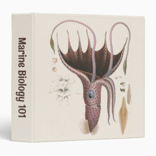 Umbrella Squid, Vintage Marine Life Animals Binder