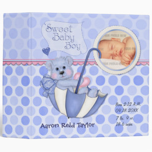 Umbrella Teddy Polka Dot Photo Album for Baby Boy Binder