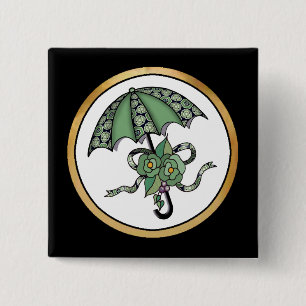 Umbrella with Roses 06 2 Inch Square Button