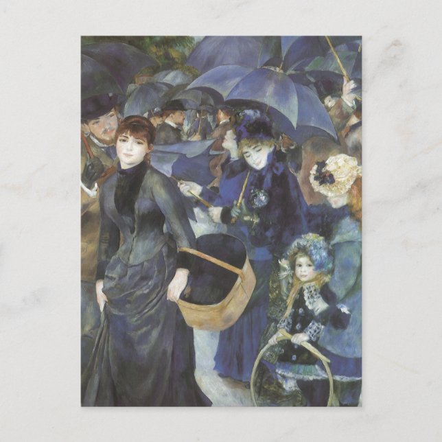 Umbrellas by Pierre Renoir, Vintage Impressionism Postcard (Front)