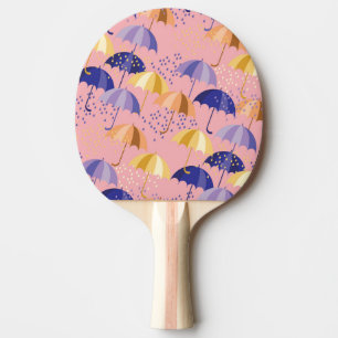 Umbrellas, drops, colorful seamless motif. ping pong paddle