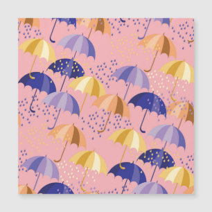 Umbrellas, drops, colourful seamless motif.
