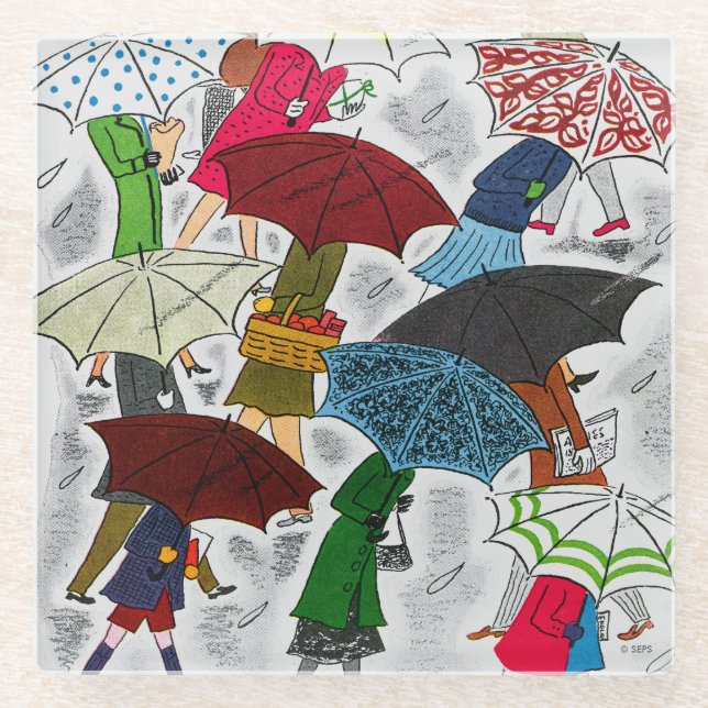 Umbrellas Glass Coaster (Front)