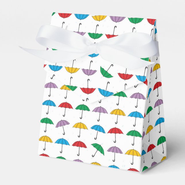 Umbrellas in Rain Favor Box (Front Side)