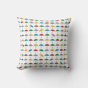 Umbrellas in Rain Throw Pillow