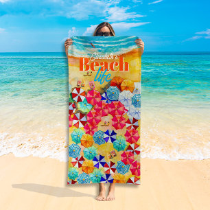 Umbrellas in the Sand Beach Life Towel