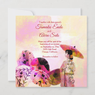Umbrellas & Lady Custom Wedding Invitation