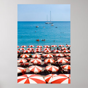 Umbrellas On Amalfitan Coast Poster
