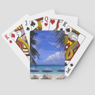 umbrellas on beach, St. Maarten, Caribbean Playing Cards