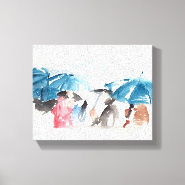 Umbrellas Original Watercolors Canvas Print (Front)