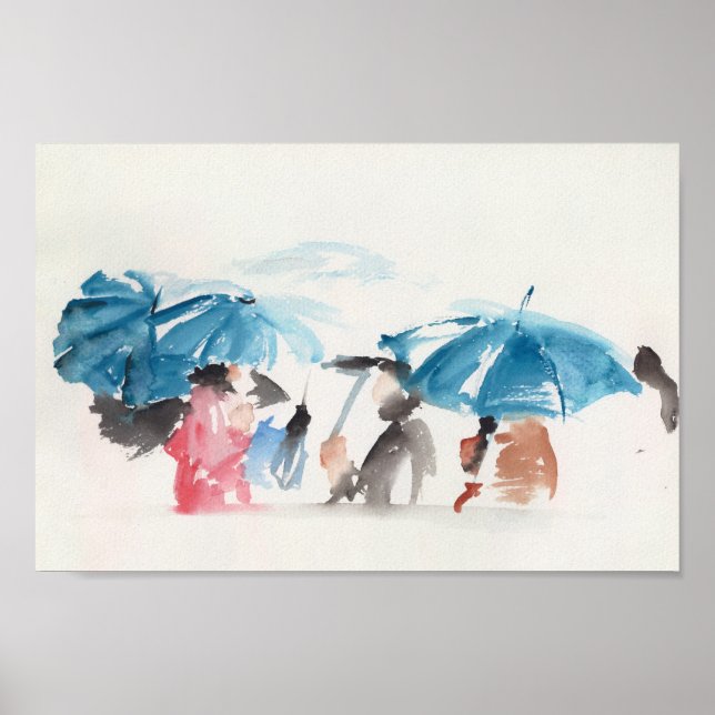 Umbrellas Original Watercolors Poster (Front)