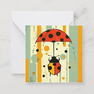 Umbrellas Up: Minimalist Ladybug Greetings Card