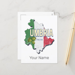 Umbria Italy Retro Region Map Vintage Souvenir Holiday Postcard
