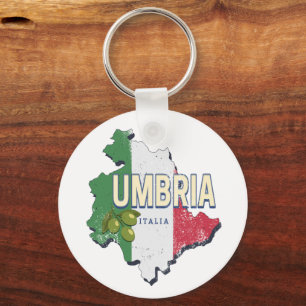 Umbria Italy Retro Region Map Vintage Souvenir Keychain