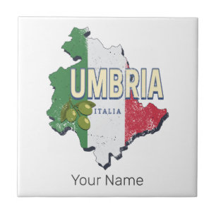 Umbria Italy Retro Region Map Vintage Souvenir Tile