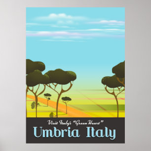 Umbria Italy travel poster