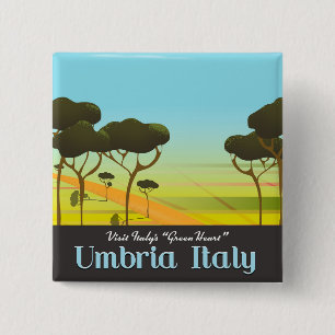 Umbria Italy travel poster 2 Inch Square Button