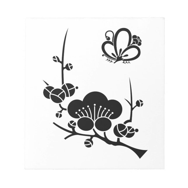 Ume branch and Butterfly-shaped ume blossom Notepad (Front)