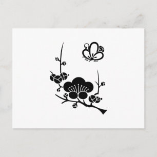 Ume branch and Butterfly-shaped ume blossom Postcard