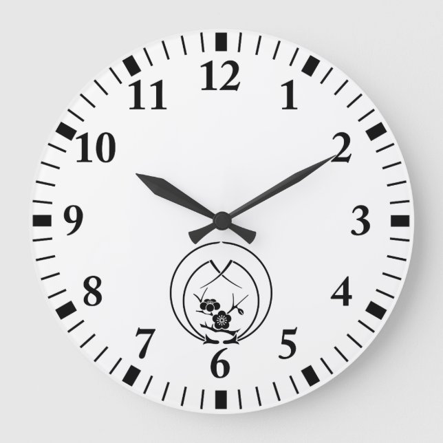 Ume branch in Embracing pine needles Large Clock (Front)