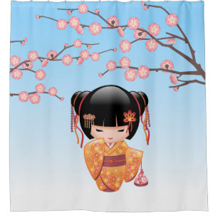 Ume Kokeshi Doll Japanese Geisha Girl Blue