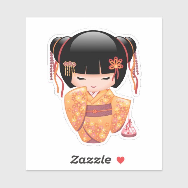 Ume Kokeshi Doll - Japanese Peach Geisha Girl (Sheet)