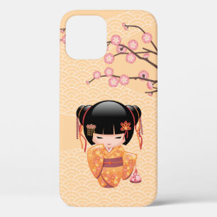 Ume Kokeshi Doll - Japanese Peach Geisha Girl iPhone 12 Case