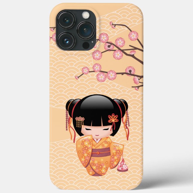 Ume Kokeshi Doll - Japanese Peach Geisha Girl Case-Mate iPhone Case (Back)