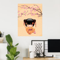 Ume Kokeshi Doll - Japanese Peach Geisha Girl