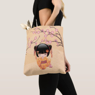 Ume Kokeshi Doll - Japanese Plum Geisha Girl Tote Bag