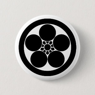 Umebachi-style plum blossom in circle 2 inch round button