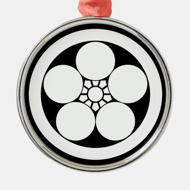 Umebachi-style plum blossom in circle metal ornament (Front)