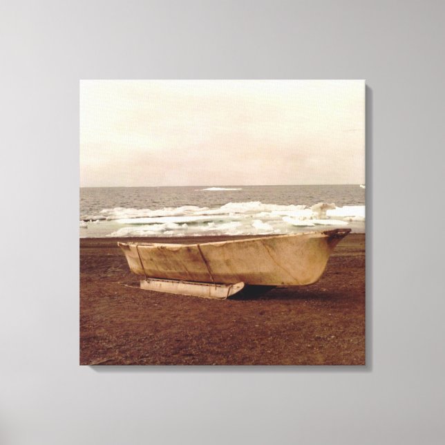 Umiak, Walrus Skin Whalers Boat Pt. Barrow Quad Canvas Print (Front)