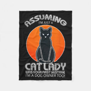 Uming Cat Lady Halloween _ Dog And Black Cat Fleece Blanket