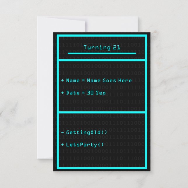 UML Class Computer Programmer Party Invitation (Front)