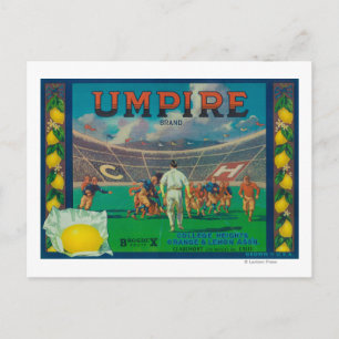 Umpire Lemon LabelClaremont, CA Postcard