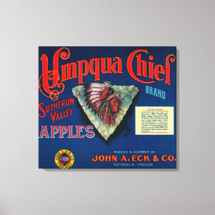 Umpqua Chief Apple Crate LabelSutherlin, OR Canvas Print