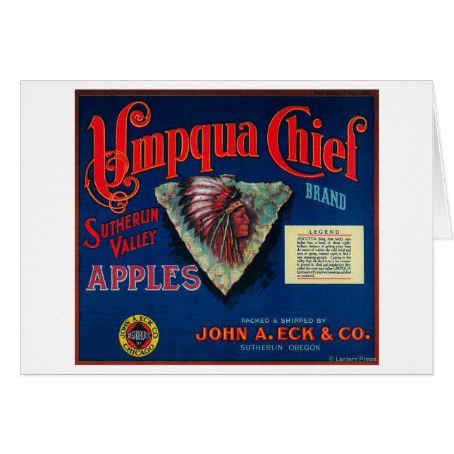 Umpqua Chief Apple Crate LabelSutherlin, OU (Devant horizontal)