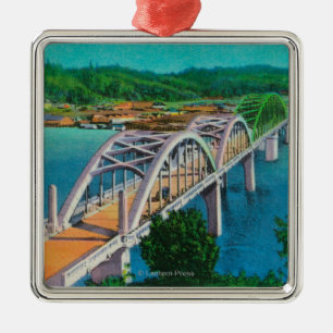 Umpqua River Bridge in Reedsport, Oregon Metal Ornament