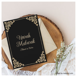 Umrah Mubarak Black Gold Elegant Greeting Card