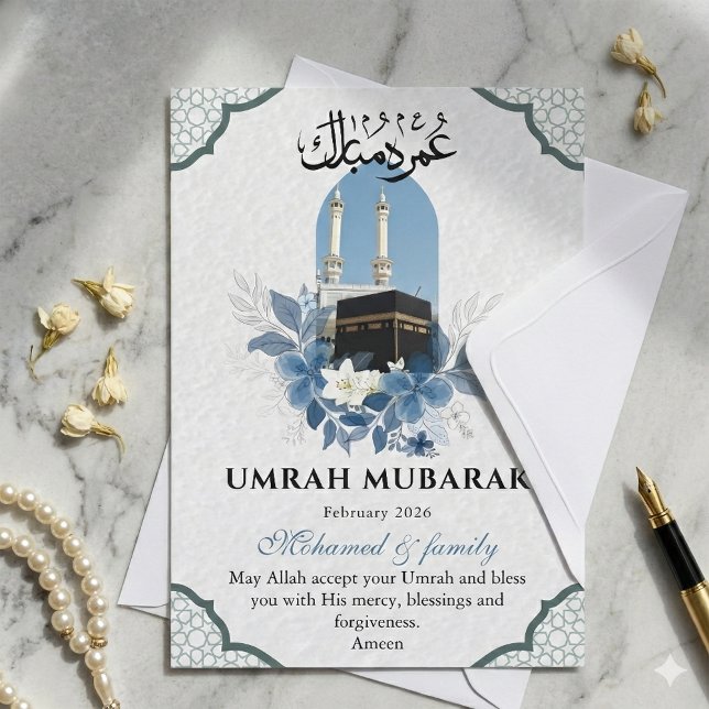 Umrah Mubarak Personalized Greeting Card (Creator Uploaded)